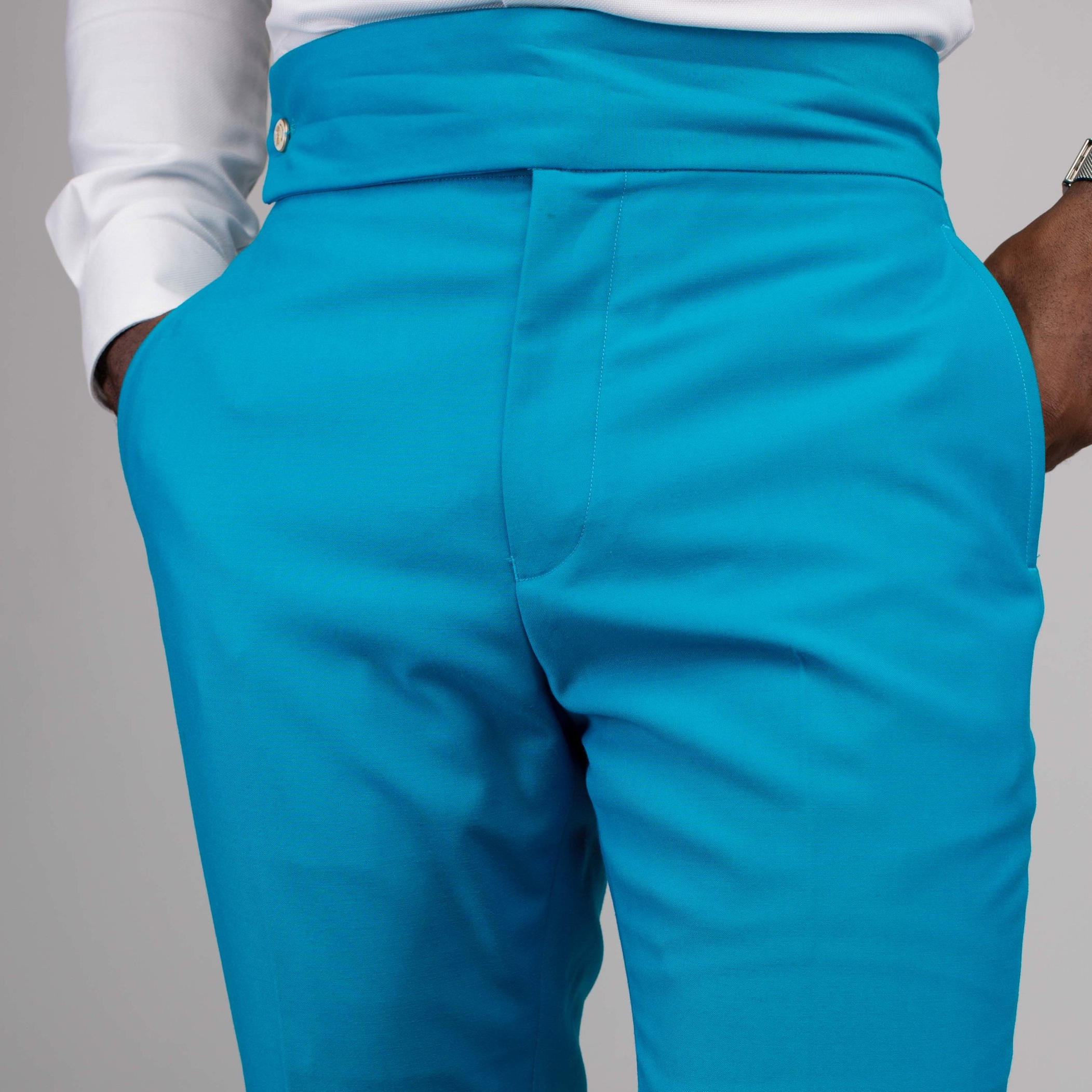 Turquoise High-waisted pants — Garçon Couture Turquoise High-waisted pants — Garçon Couture